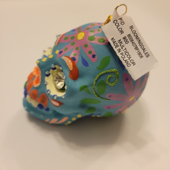 4 Bloomingdale's Skull Halloween Decor Ornaments Holiday Blue Scary Spooky - Picture 7 of 8